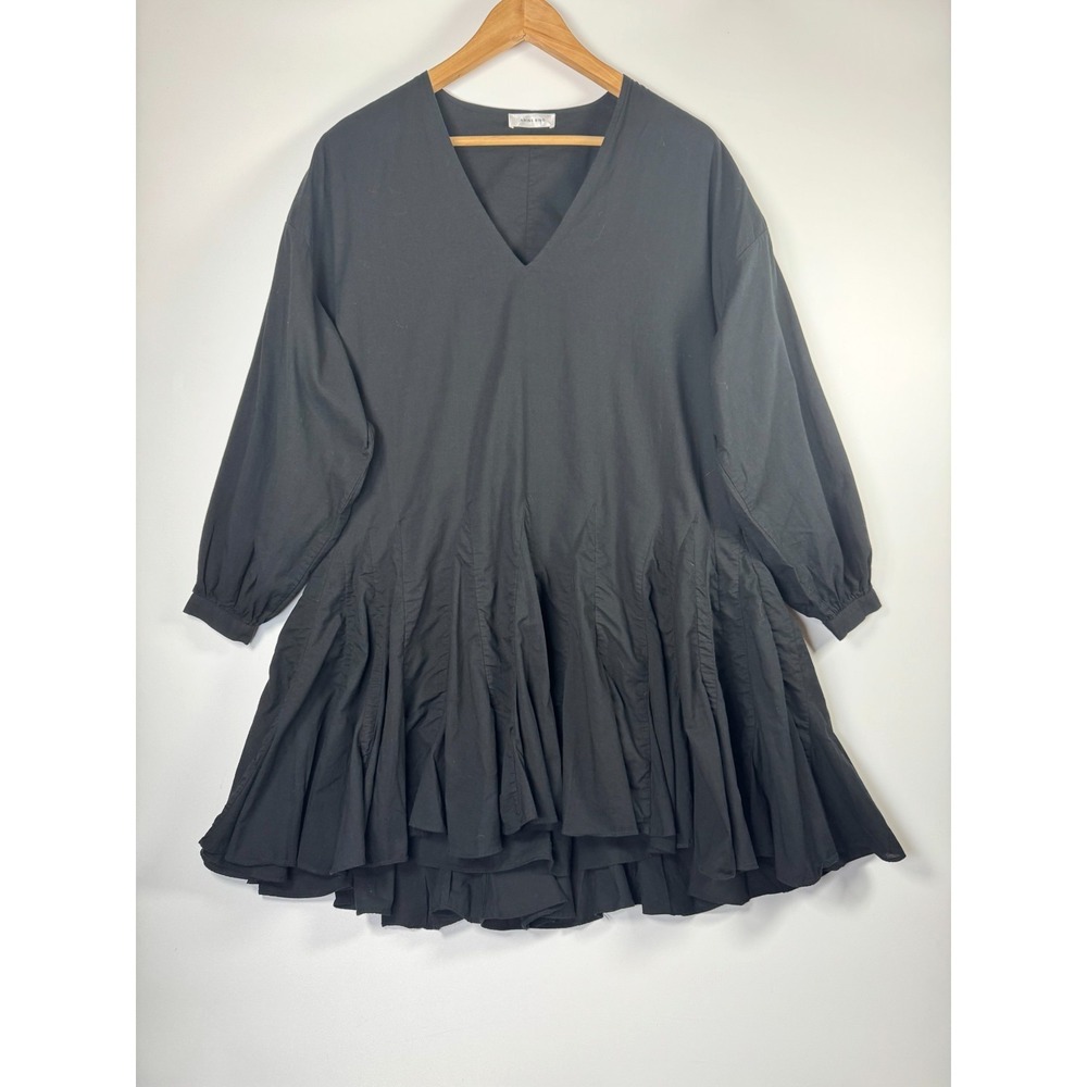 Anine Bing Dress Womens XXS Black Cotton Pleated Drop Waist Oversized Boho